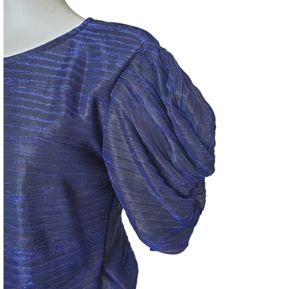 ZATA Blouse Metallic Sparkles and Puffed Sleeves Size M - Picture 6 of 9